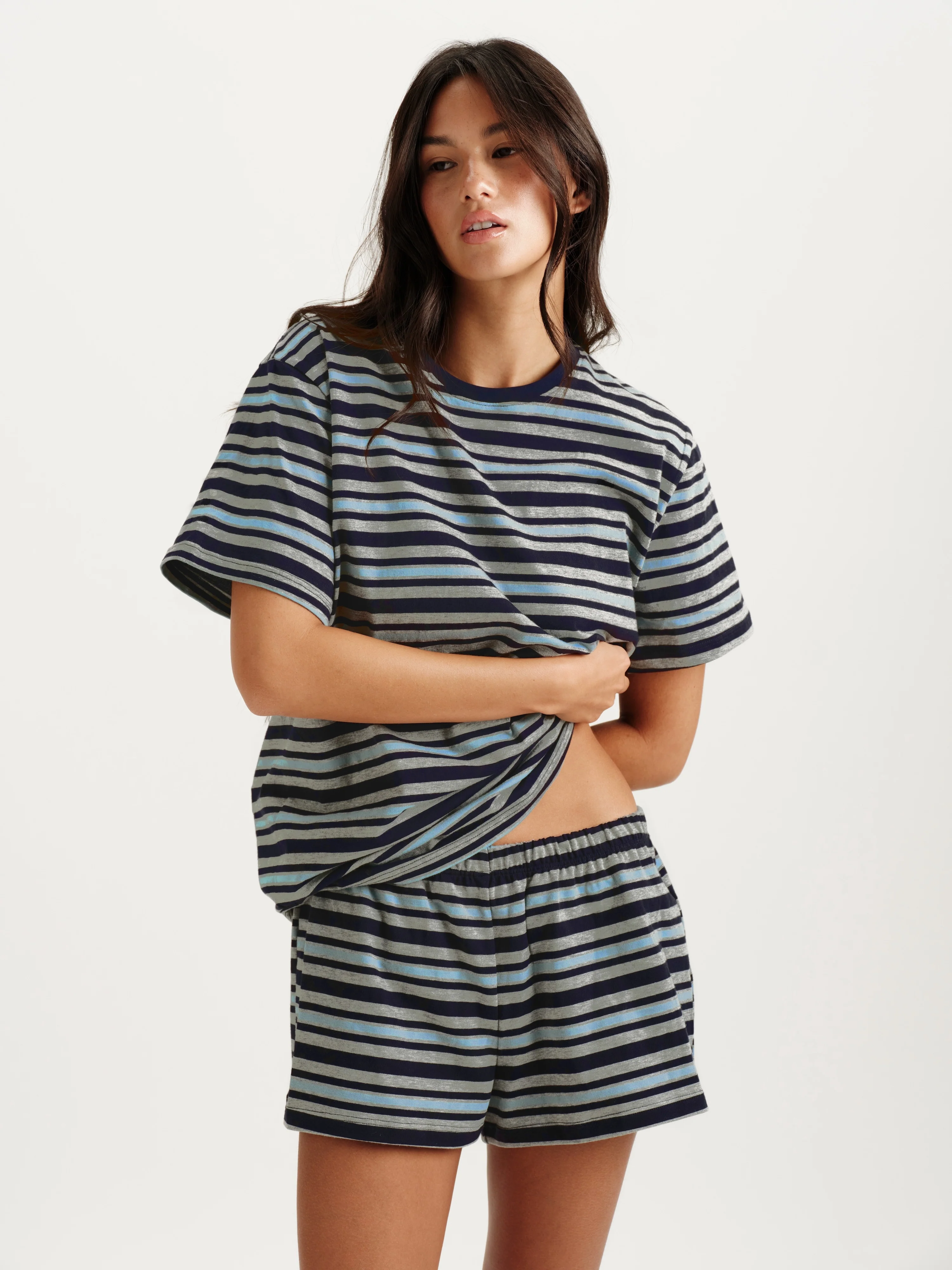 CLASSIC COTTON DAILY STRIPE BOYFRIEND TEE - WASHED - Image 2
