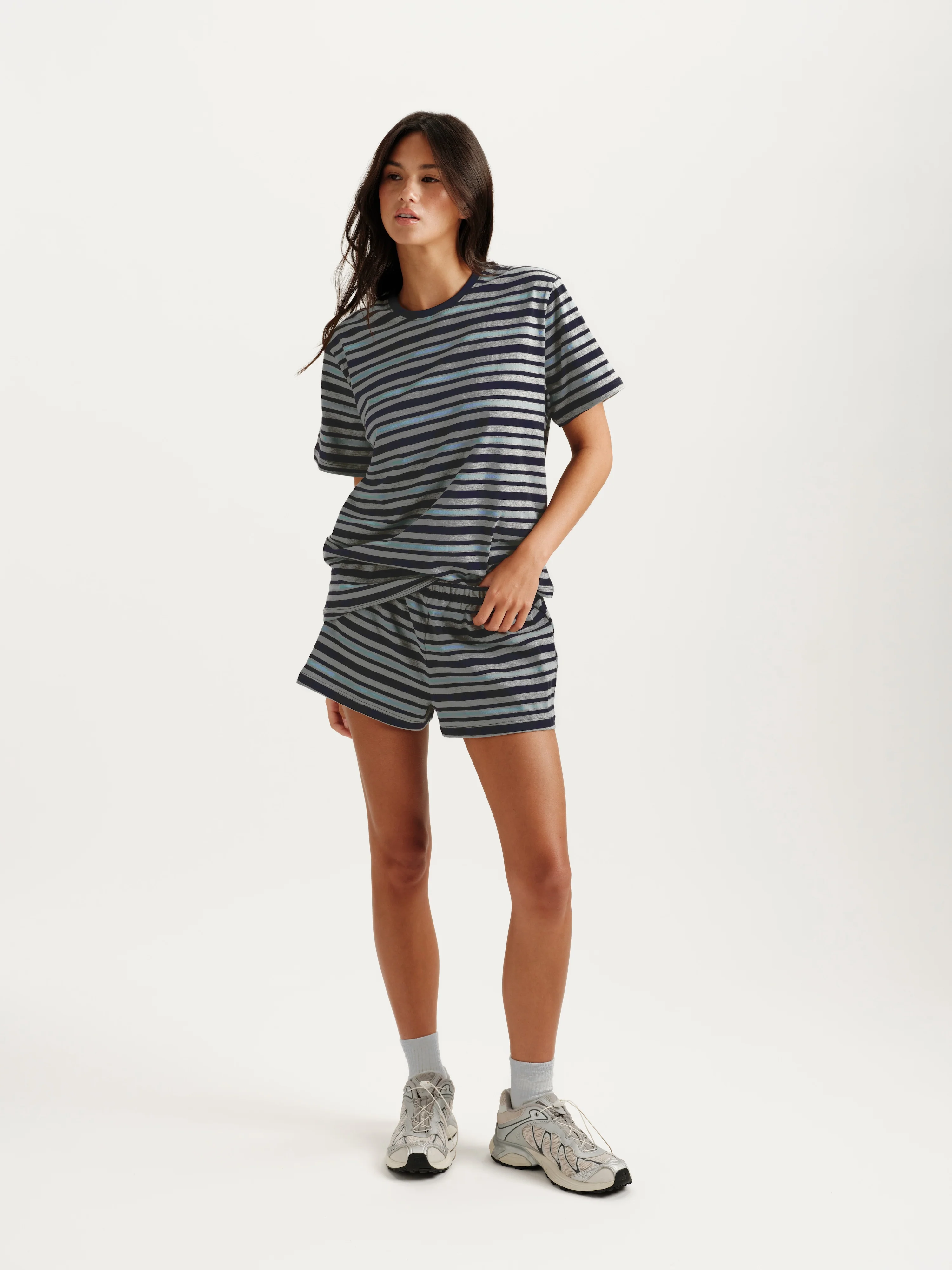 CLASSIC COTTON DAILY STRIPE BOYFRIEND TEE - WASHED - Image 3