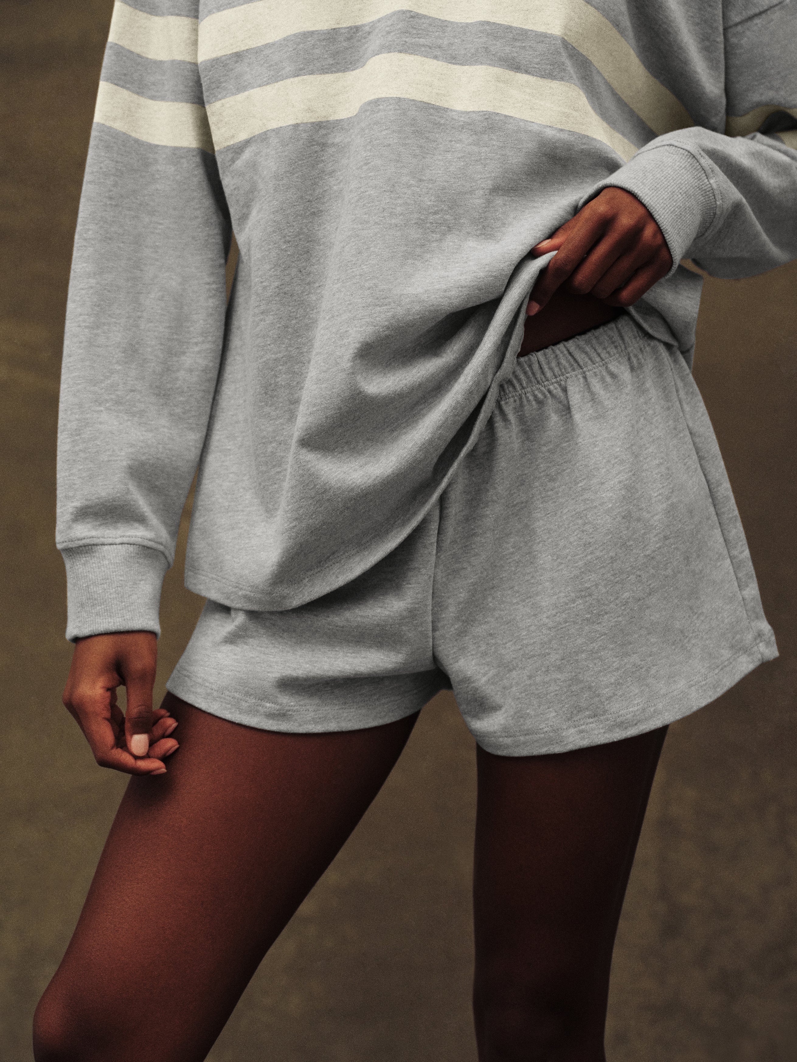 HEAVY COTTON EASY SHORTS - FOG HEATHER GREY