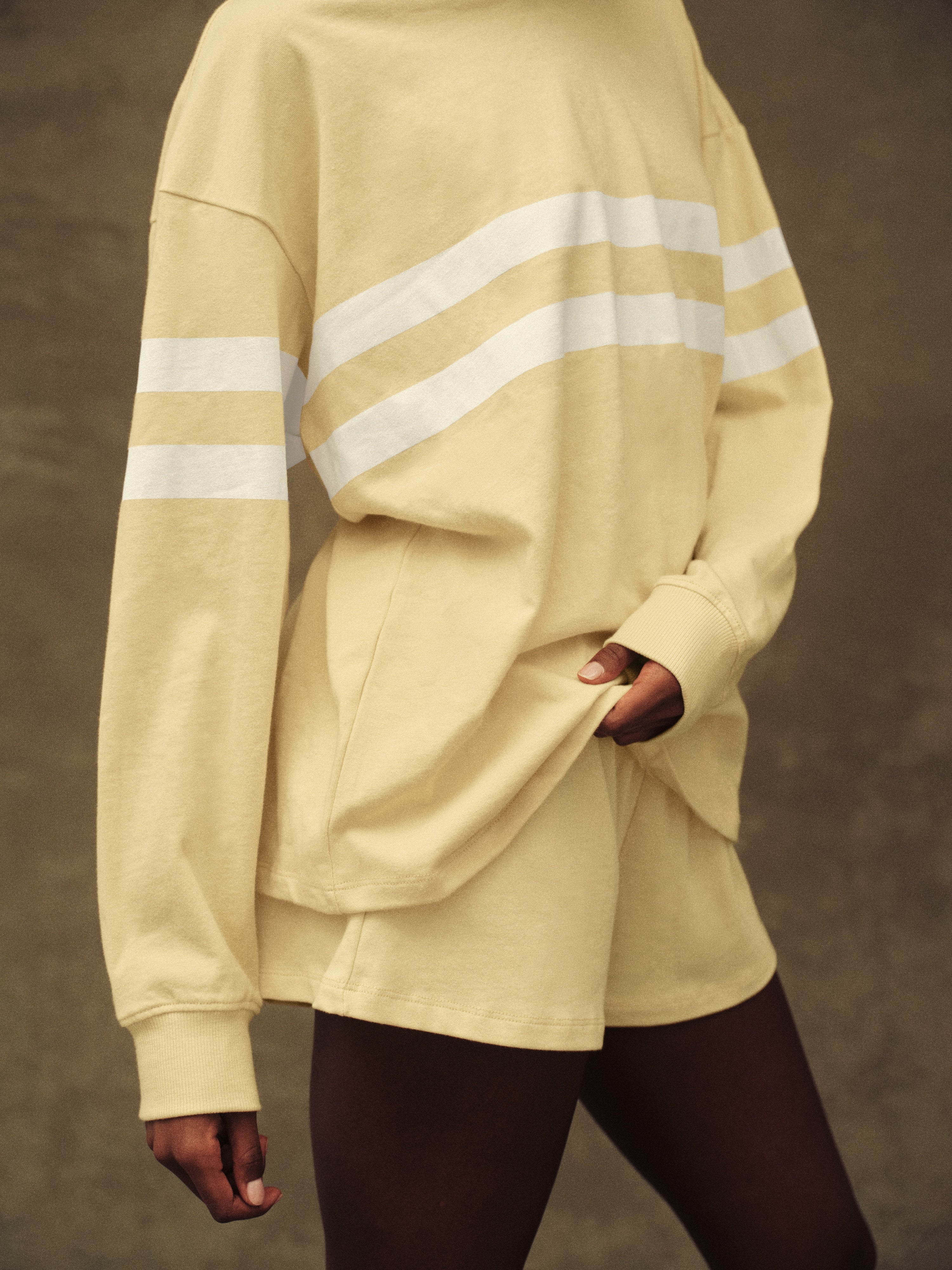 HEAVY COTTON EASY STRIPE LONG SLEEVE - BUTTER