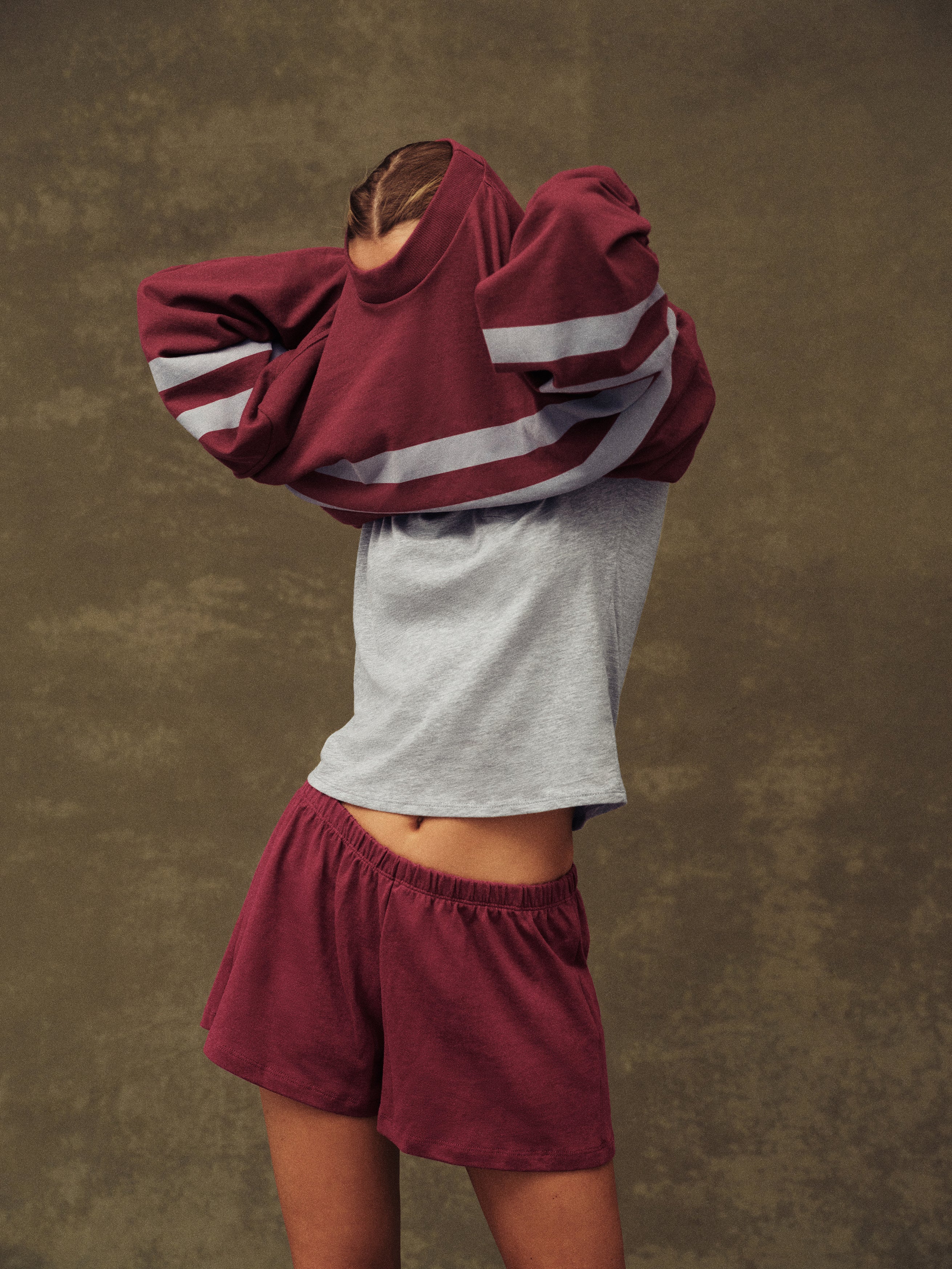 HEAVY COTTON EASY STRIPE LONG SLEEVE - SEPIA