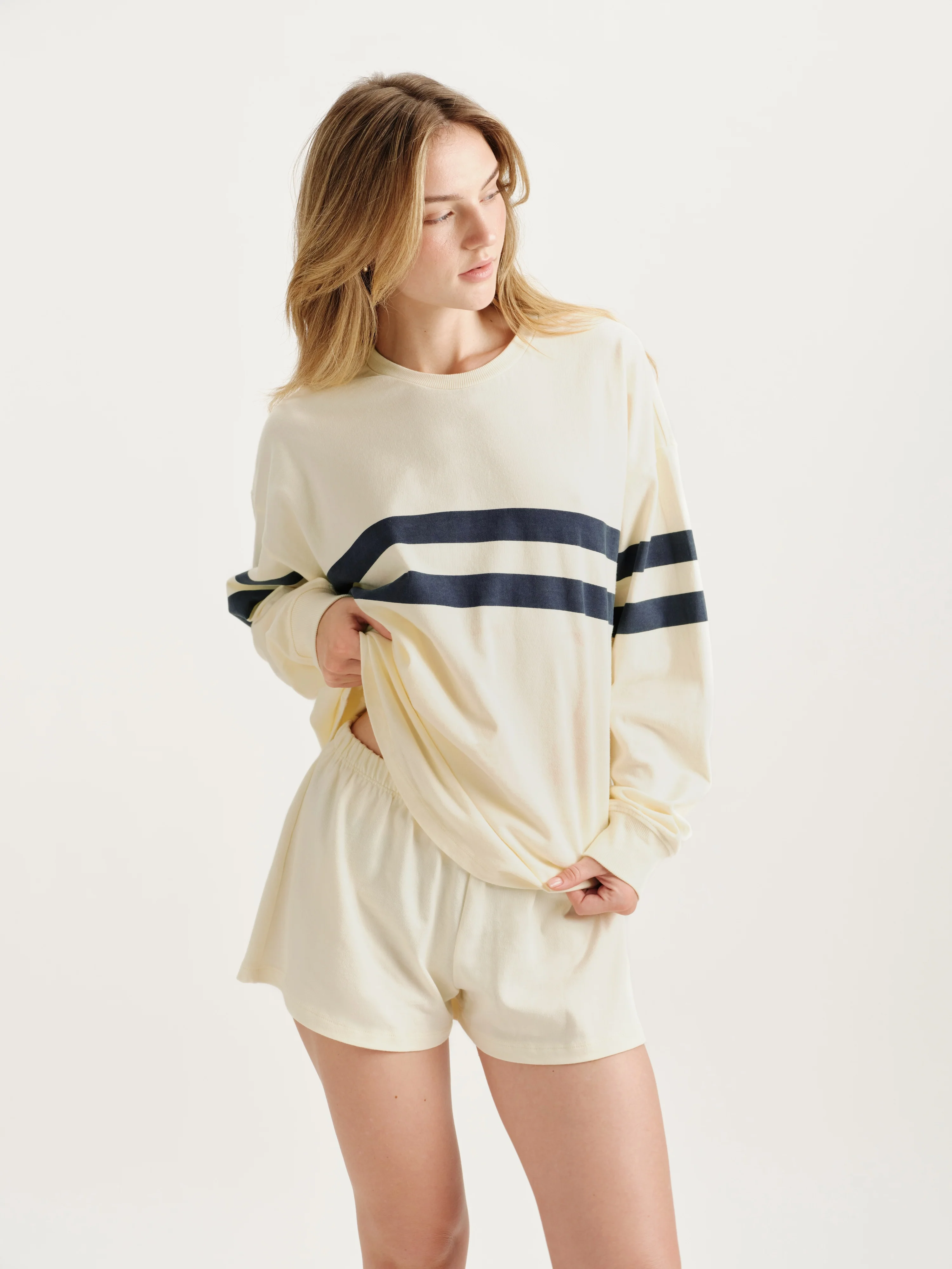 HEAVY COTTON EASY STRIPE LONG SLEEVE - WASHED