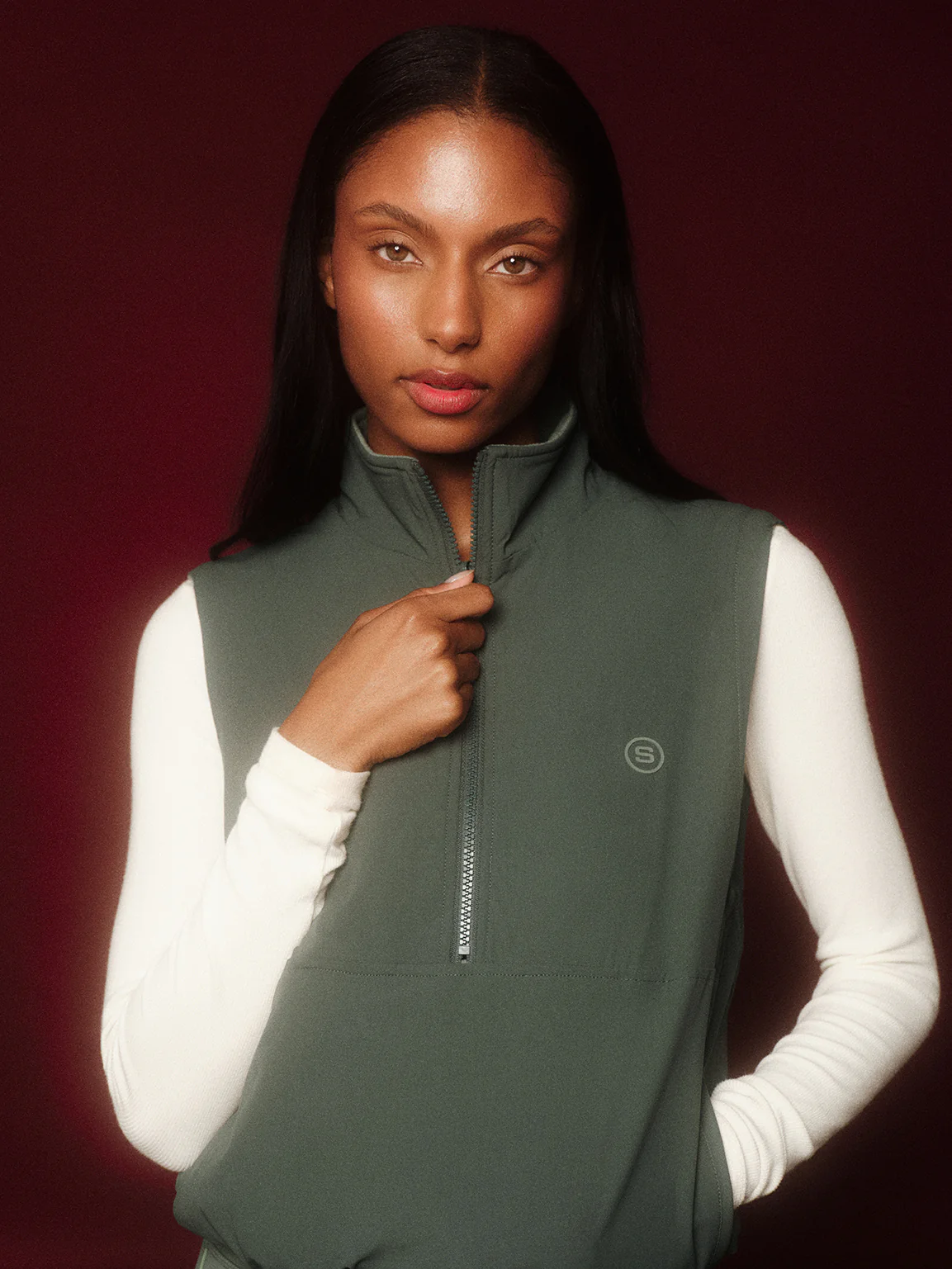 MICROFLEECE/NYLON DUET REVERSIBLE VEST - GROTTO - Image 2