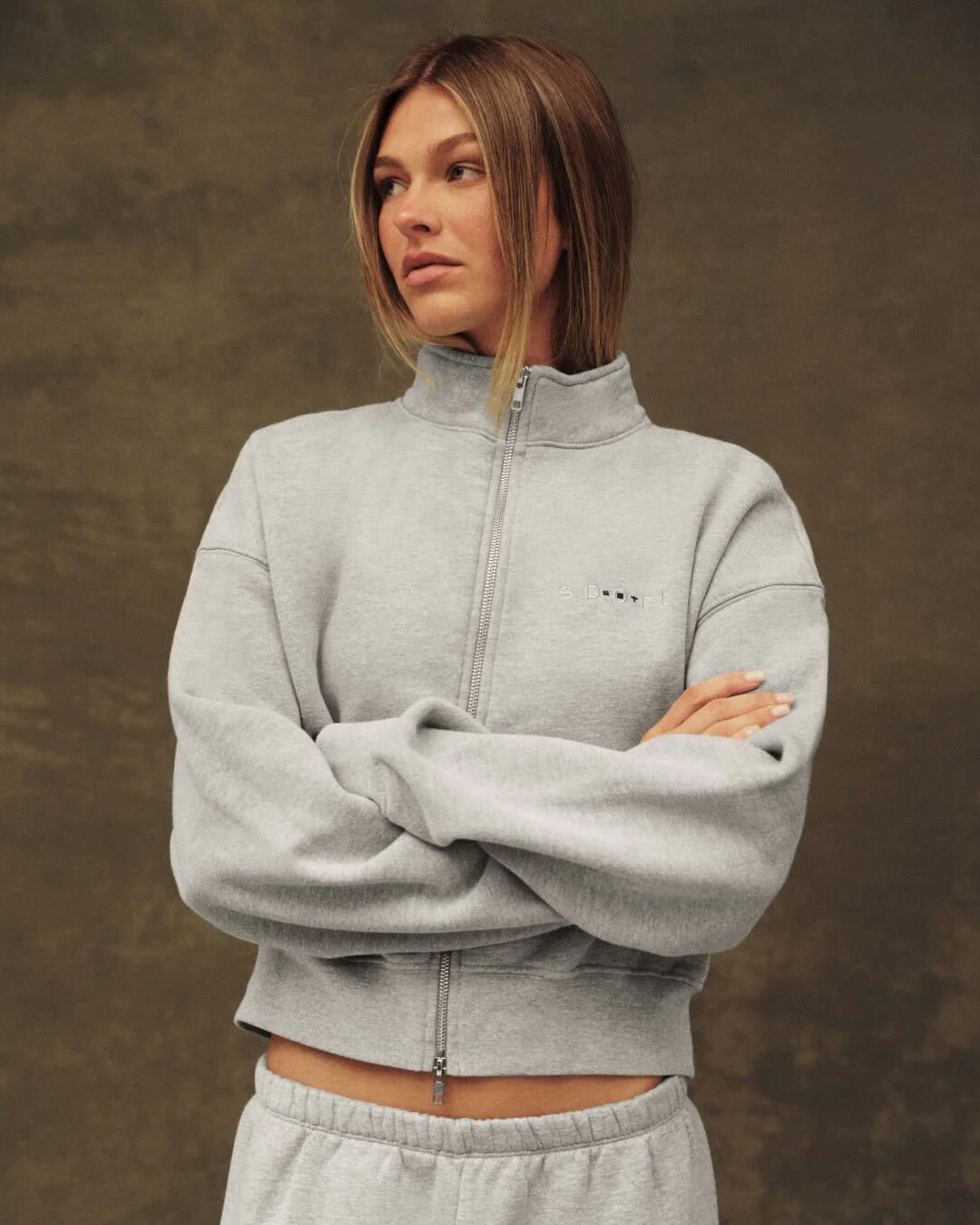 MIDWEIGHT SWEATS STAPLE SET FUNNEL ZIP - FOG HEATHER GREY