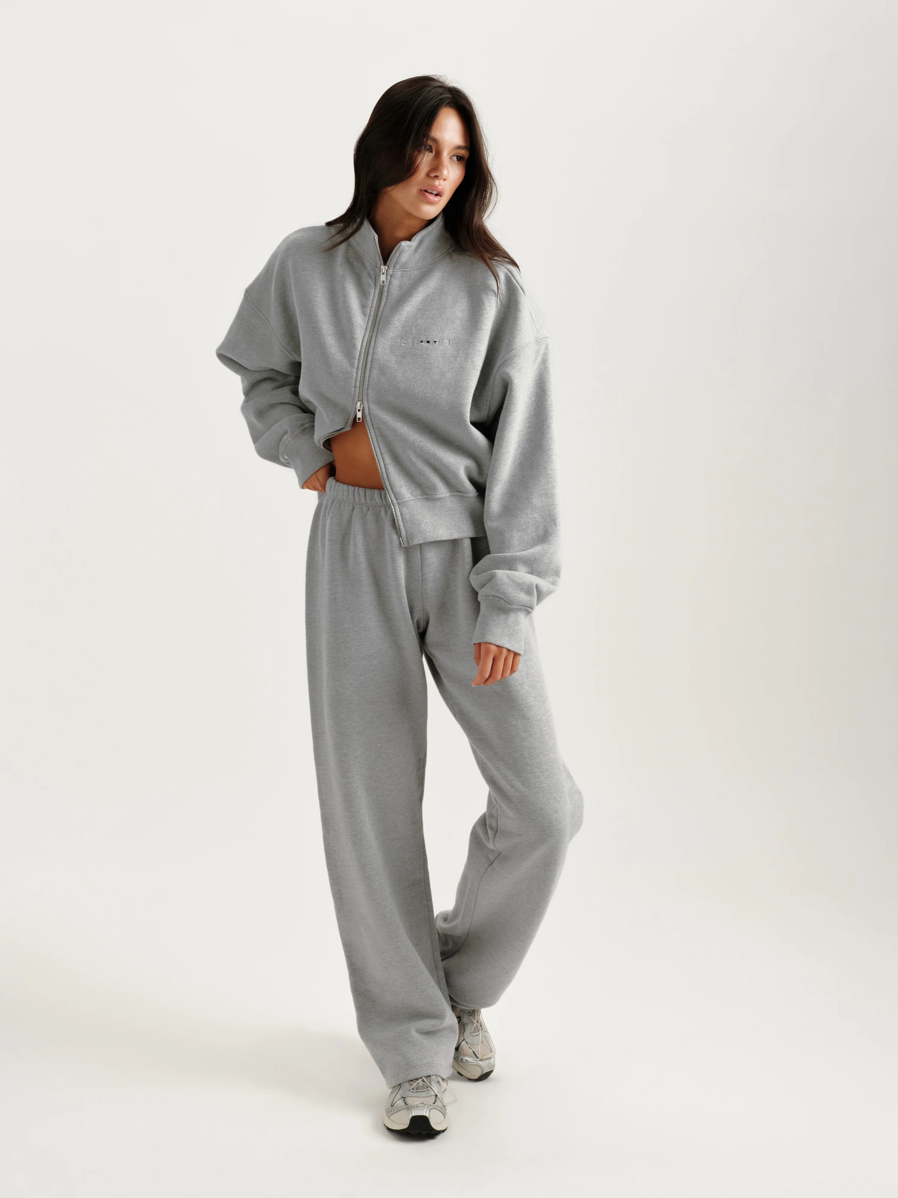 MIDWEIGHT SWEATS STAPLE SET FUNNEL ZIP - FOG HEATHER GREY - Image 3