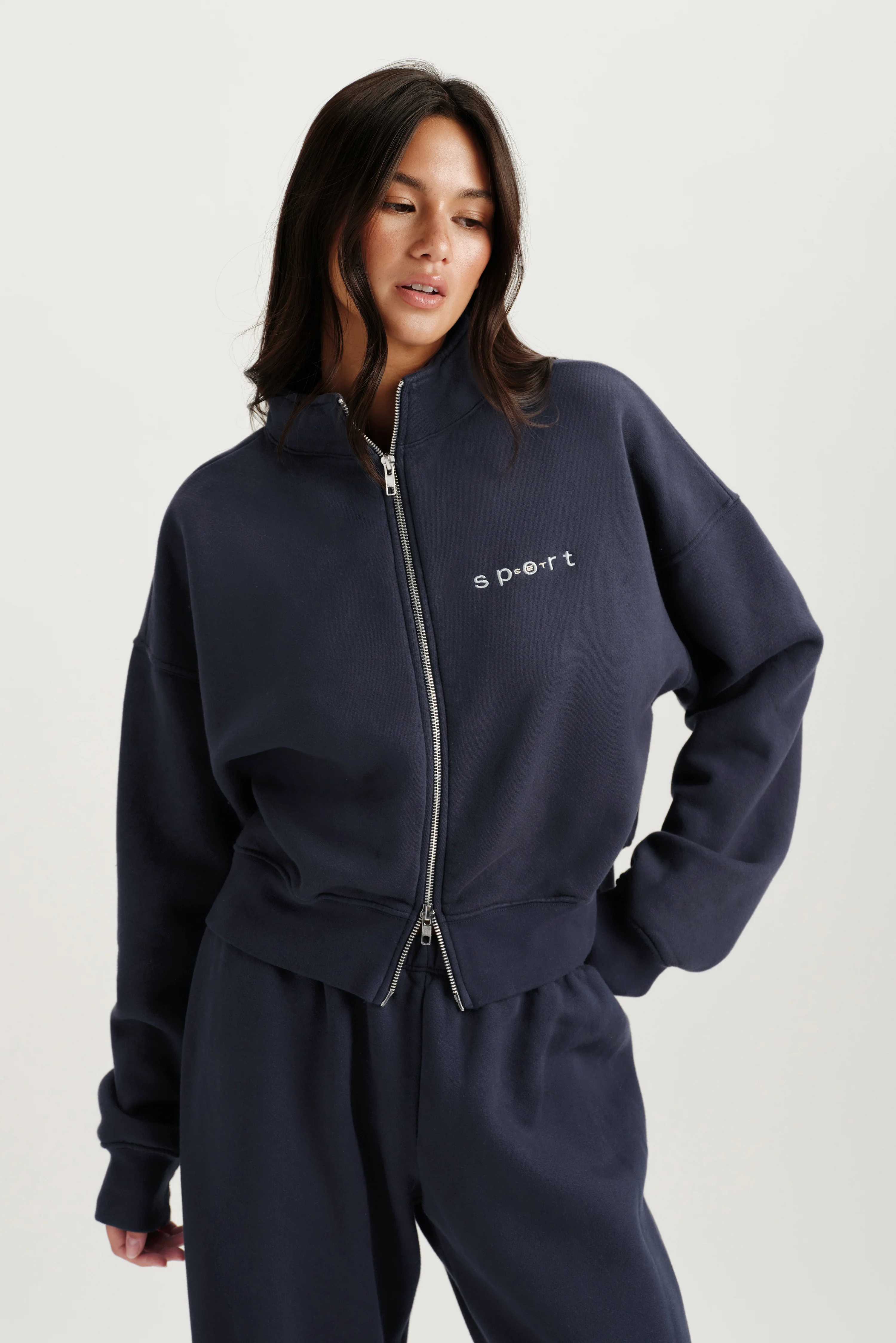 MIDWEIGHT SWEATS STAPLE SET FUNNEL ZIP - INDIGO - Image 2