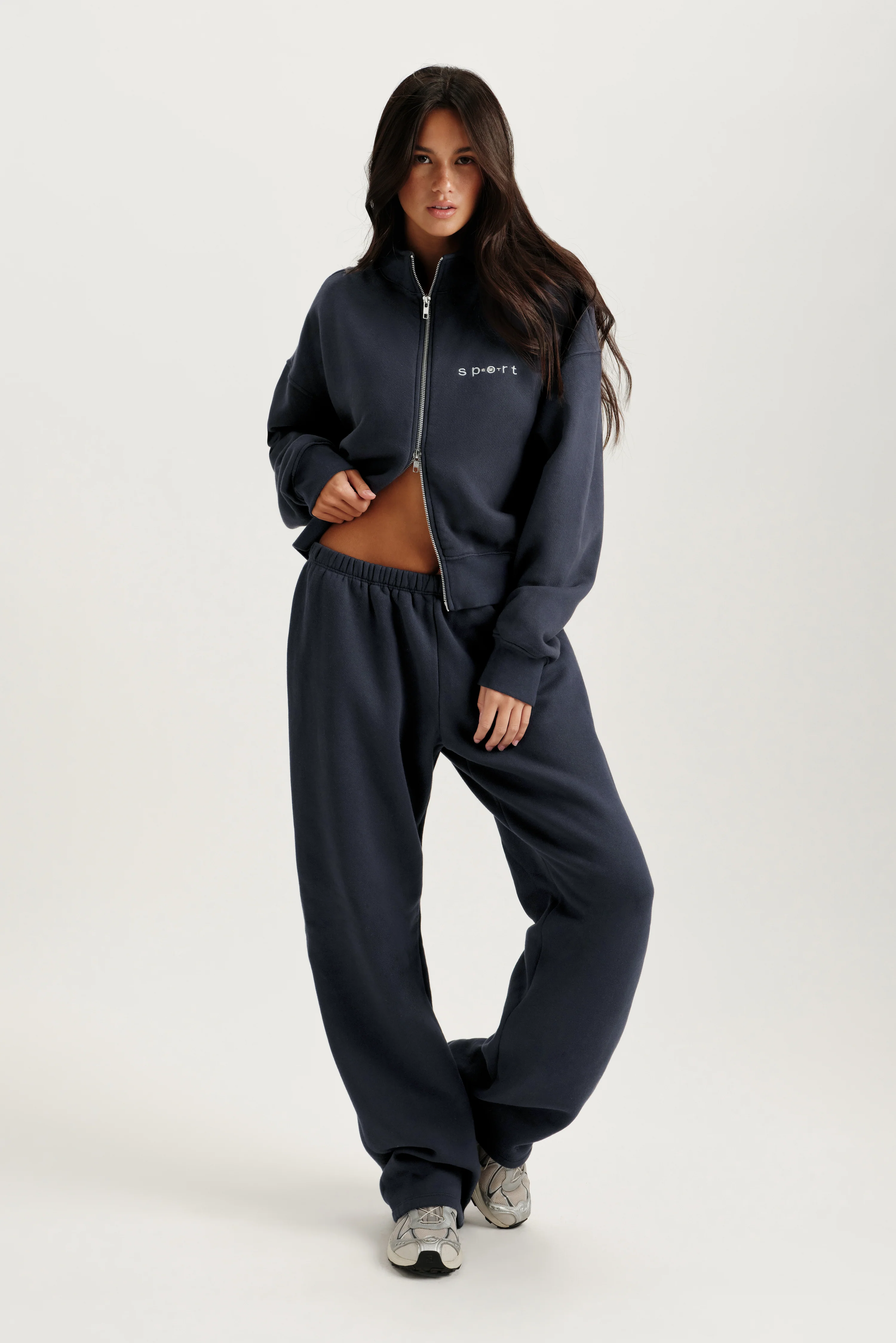MIDWEIGHT SWEATS STAPLE SET FUNNEL ZIP - INDIGO - Image 3