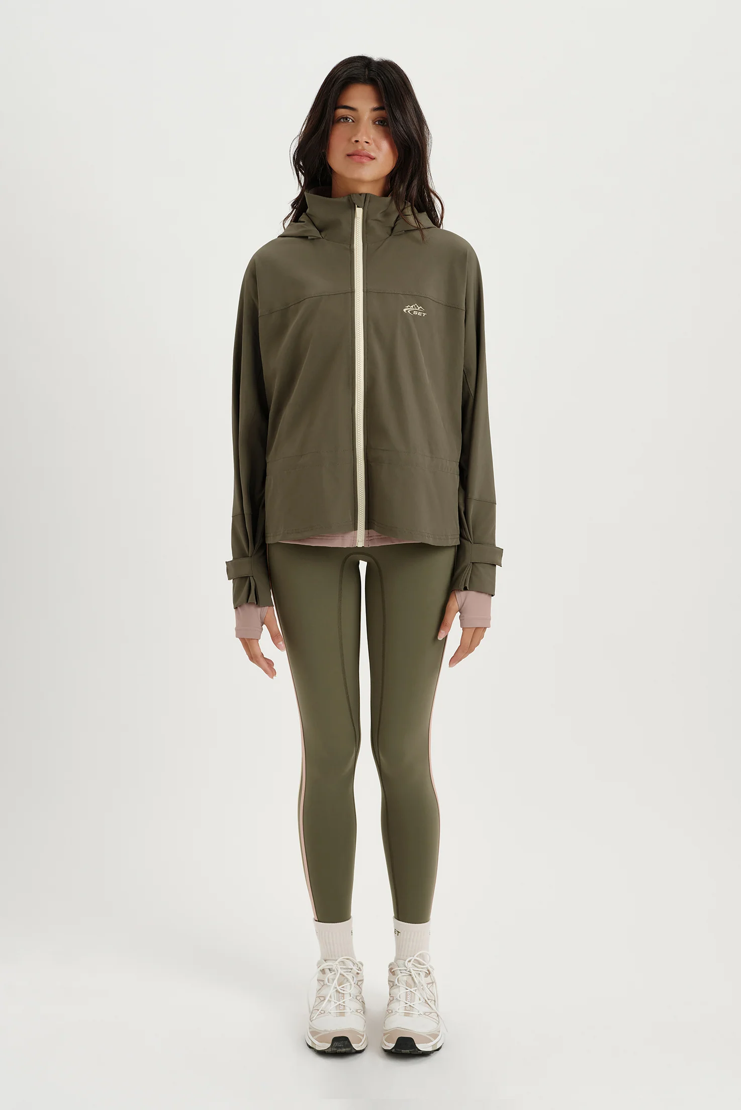 NYLON DUET CINCHED WINDBREAKER - SEDONA