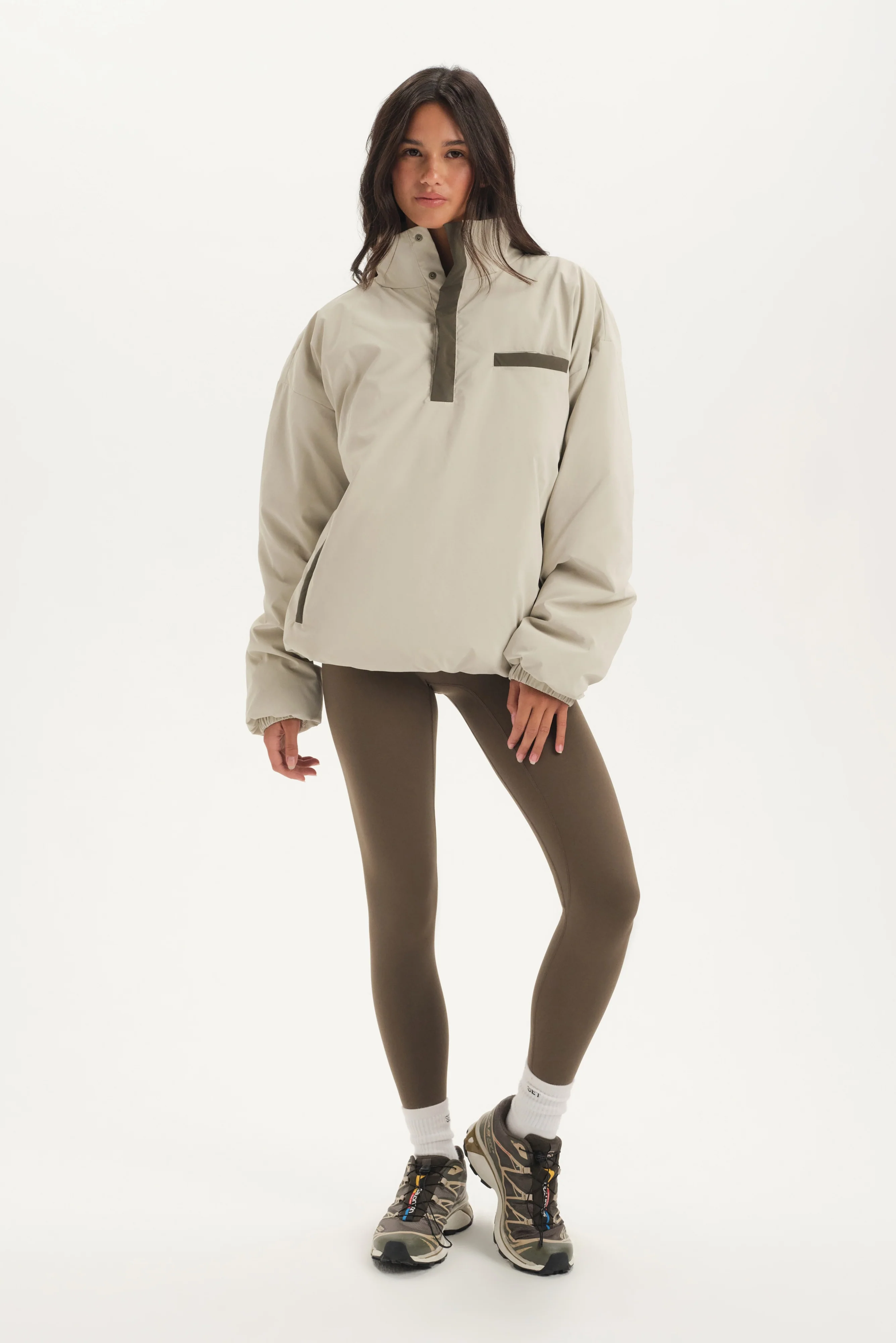 NYLON PUFF QUARTER SNAP JACKET - SPARROW - Image 3