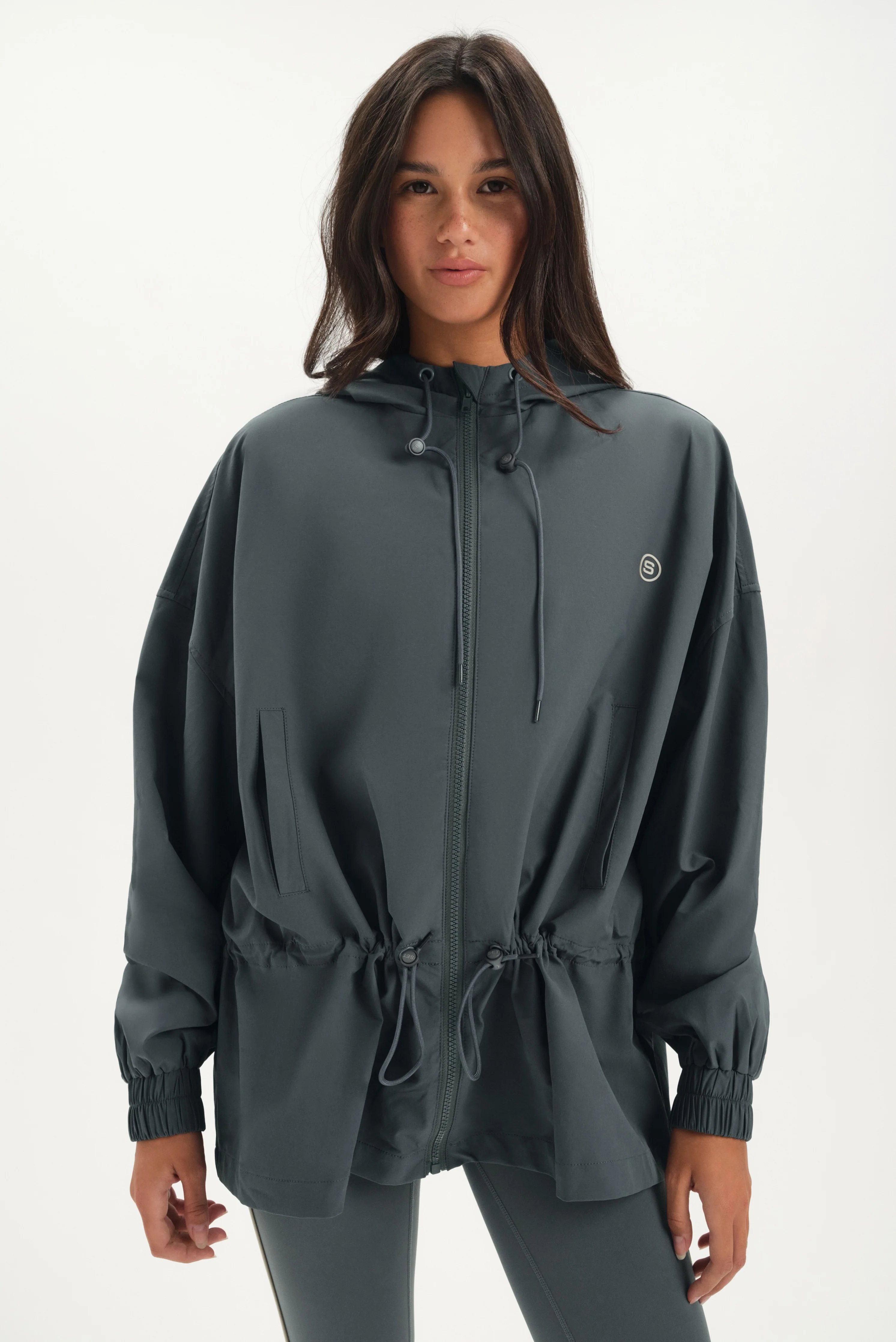 NYLON TRACK CINCHED WINDBREAKER - MAST
