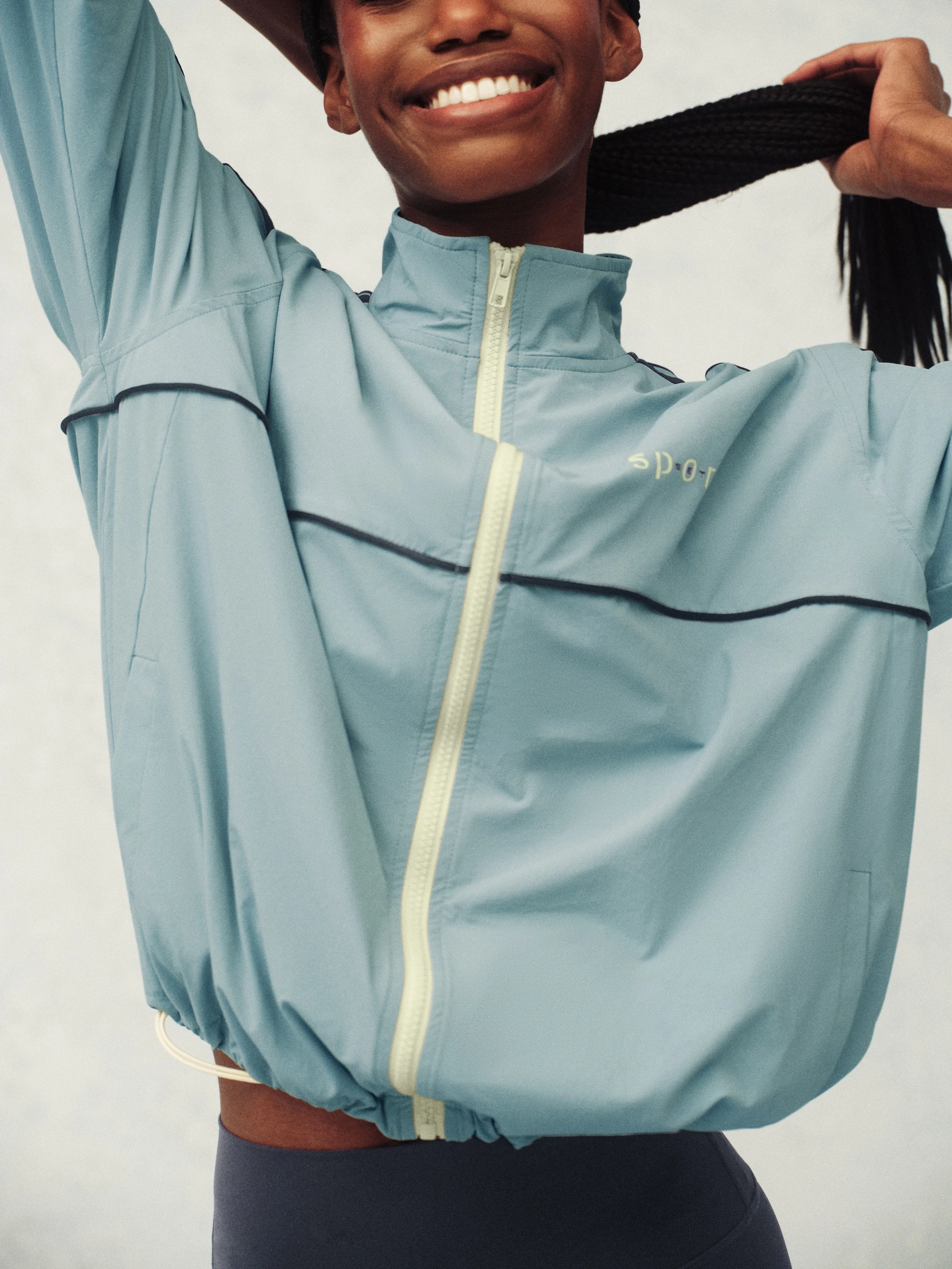 NYLON TRACK SEAM ZIP UP - WASHED