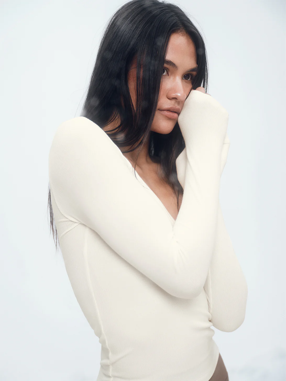 RIBBED MODAL BODY HENLEY - DUST - Image 2