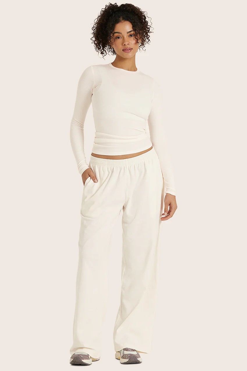 RIBBED MODAL BODY LONG SLEEVE - BLANC - Image 4