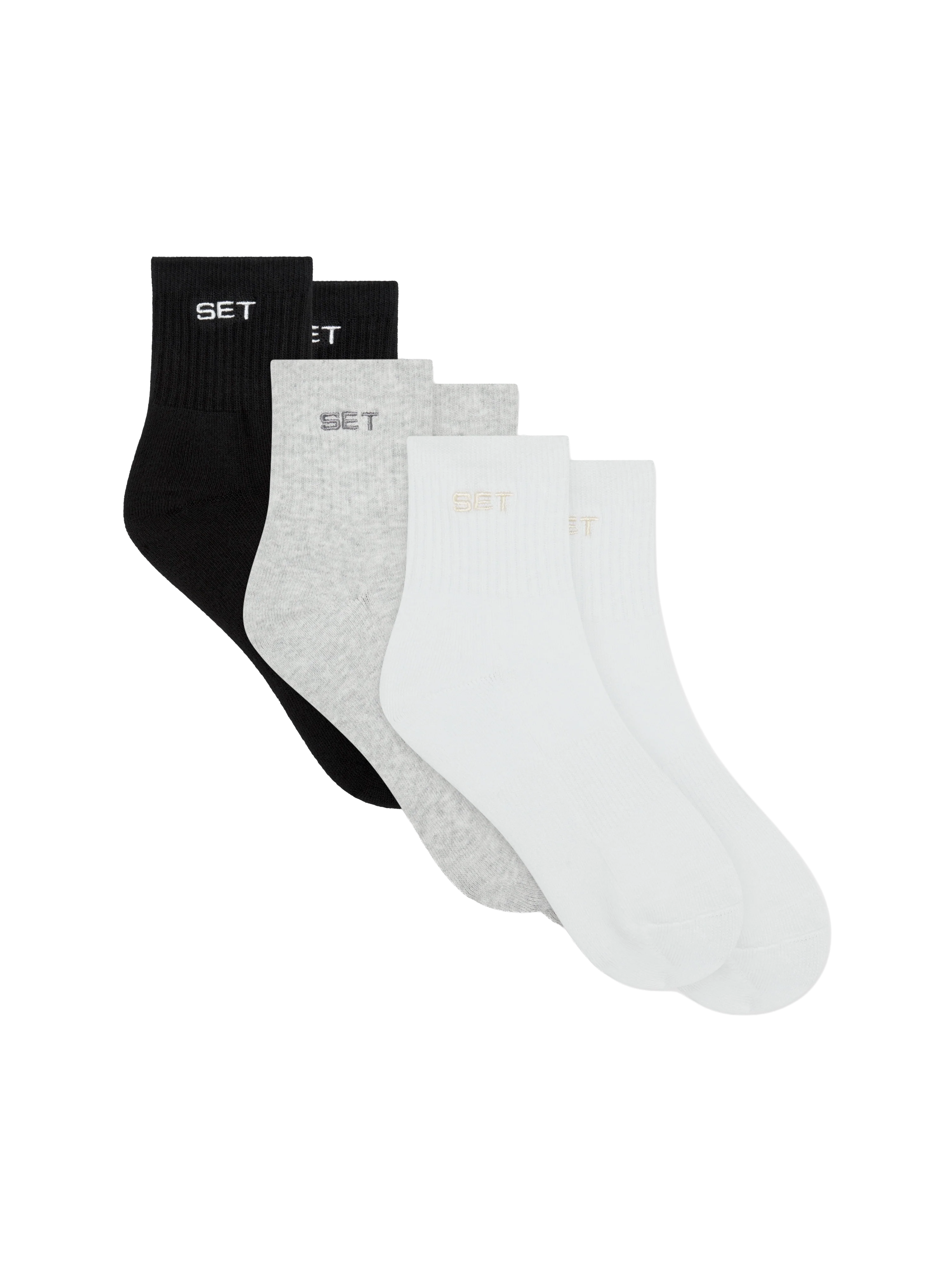 SET SHORTY SOCKS (3 PACK) - WHITE/HEATHER GREY/ONYX