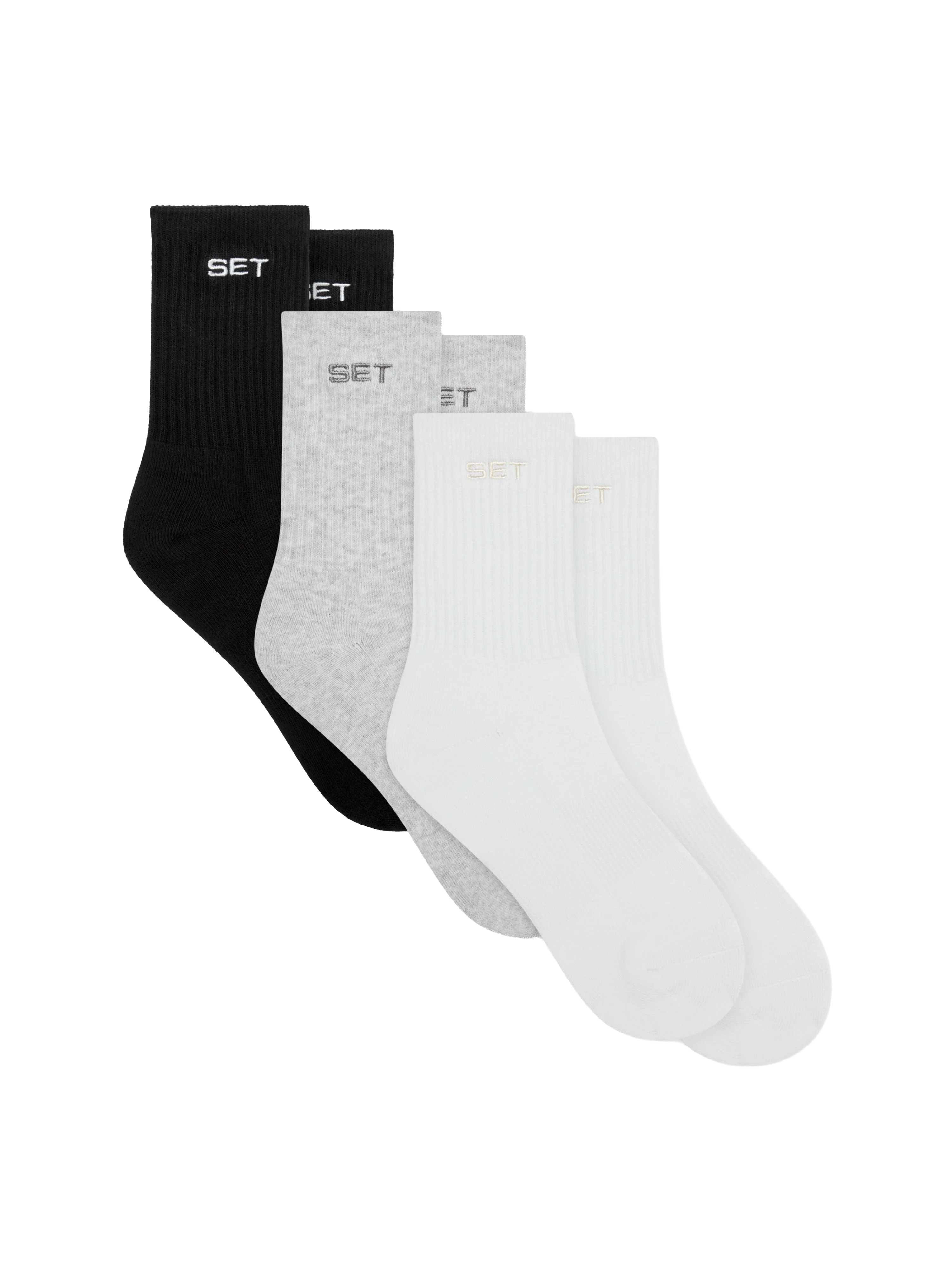 SET SOCKS (3 PACK) - WHITE/HEATHER GREY/ONYX