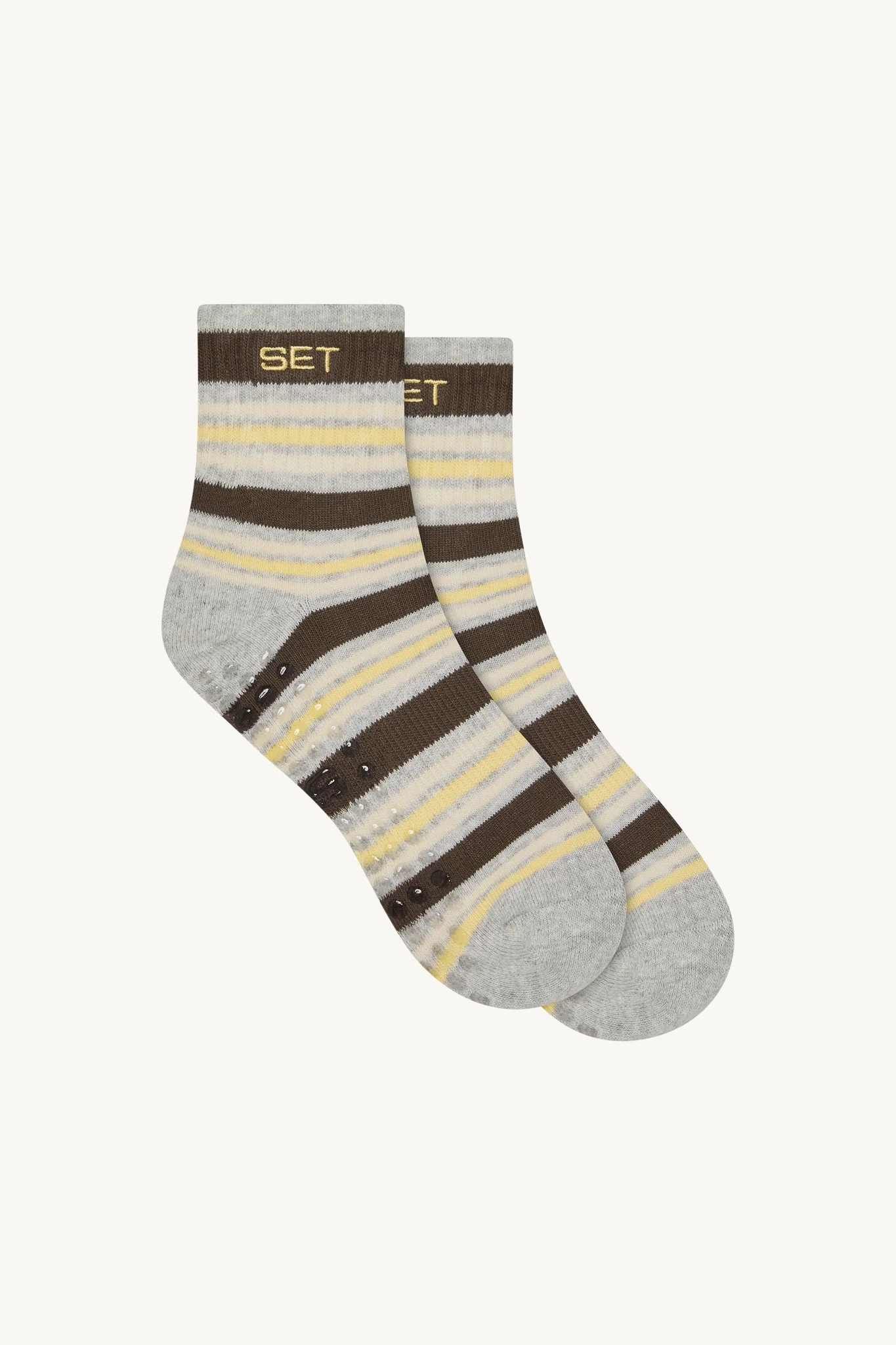 SET STRIPE SHORTY GRIP SOCKS - GRAIN