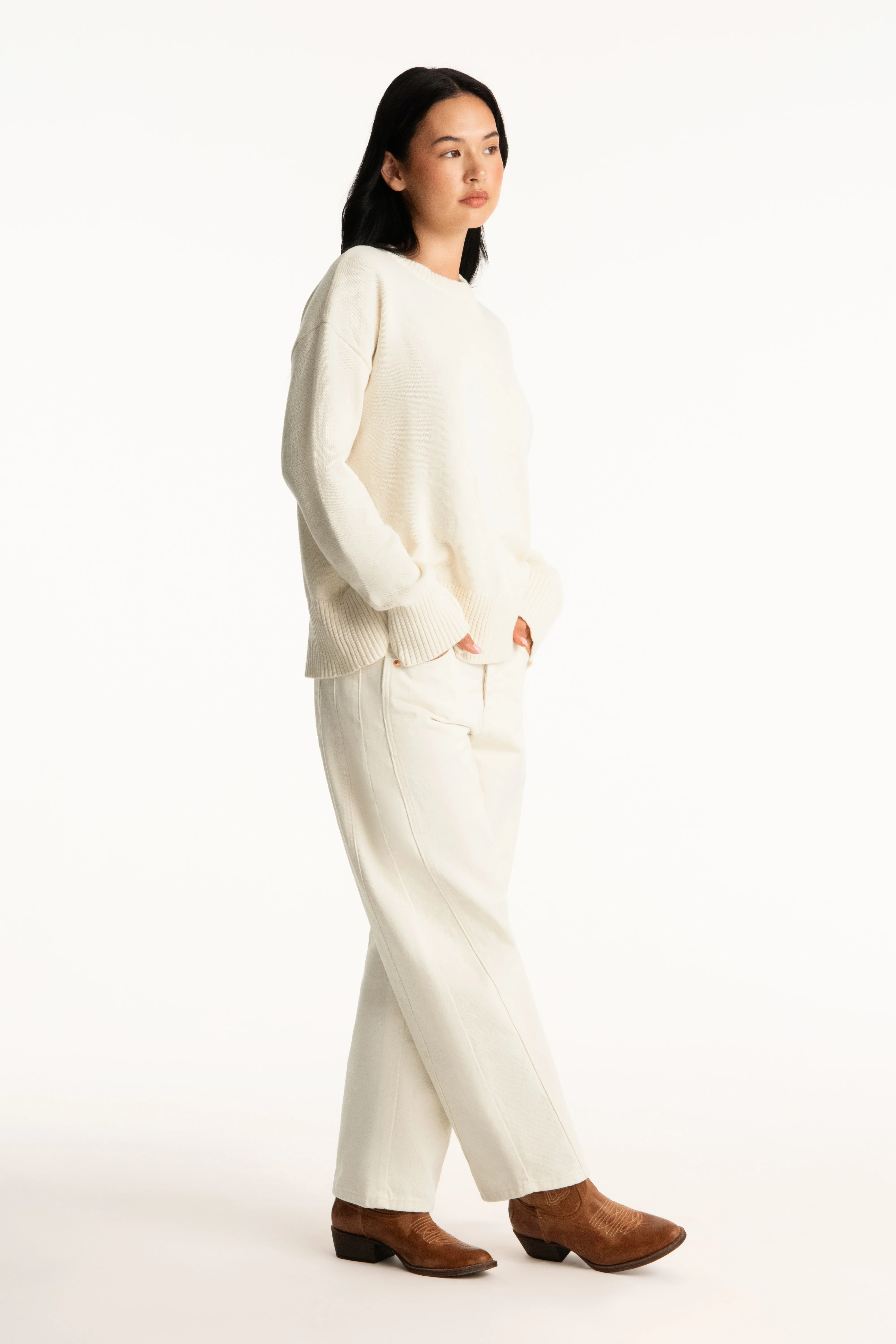SET X PARKE HORSESHOE JEANS - CREAM - Image 6