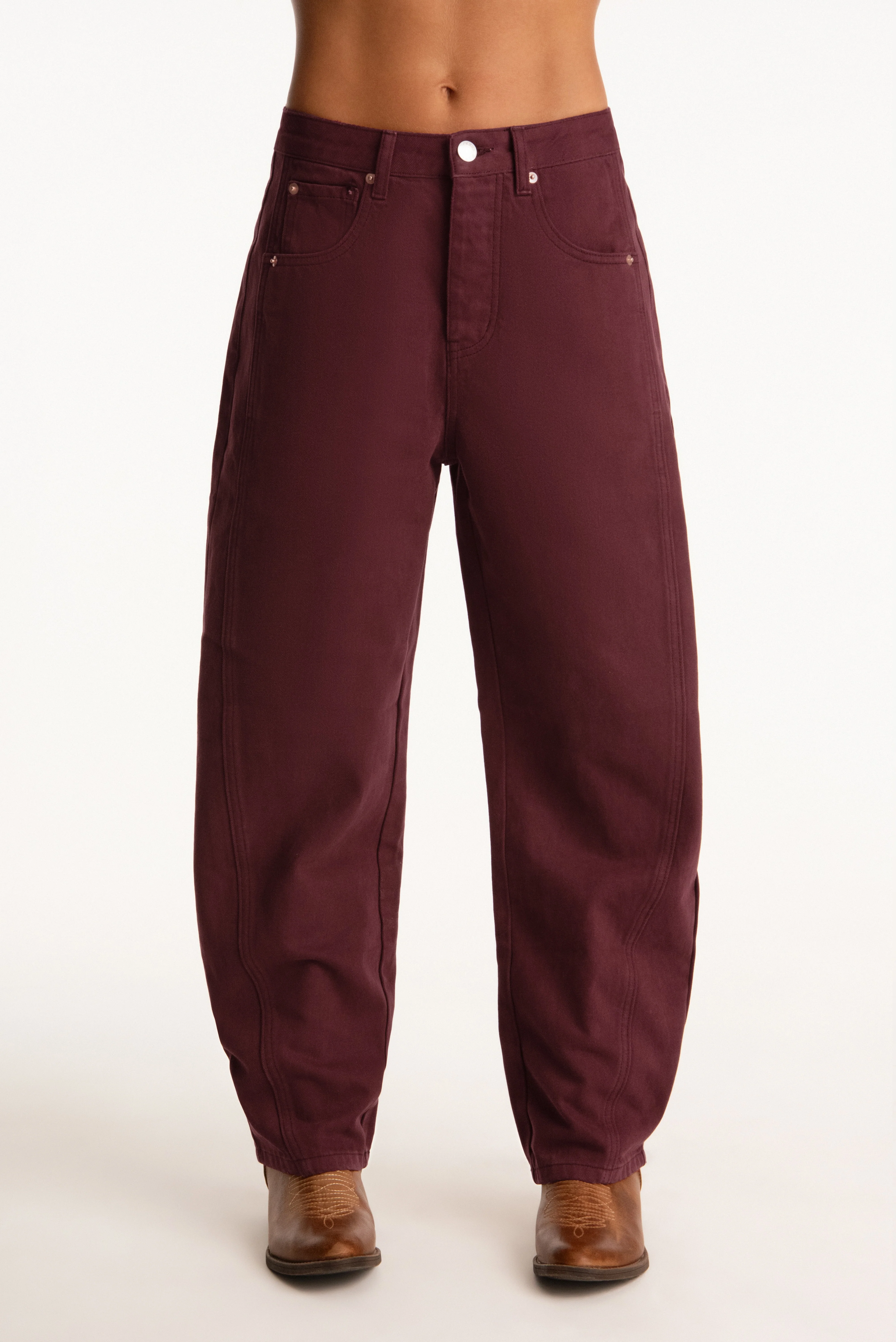 SET X PARKE HORSESHOE JEANS - RHUBARB